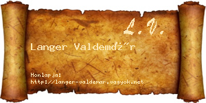 Langer Valdemár névjegykártya